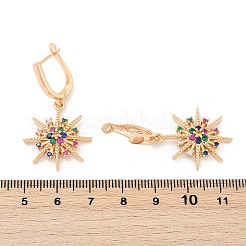 Латунные микро проложить серьги обруча кубического циркония EJEW-K300-15G