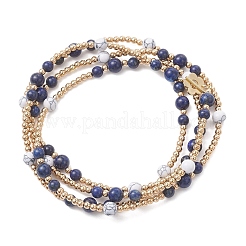 Круглые ожерелья из натуральных бусин лазурита и синтетического говлита&nbsp;NJEW-JN05907-02