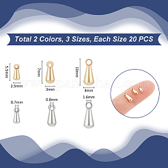 120個 6スタイル 201ステンレススチールチャーム  ティアドロップチャーム  ミックスカラー  5.5~10x2.5~4mm  穴：0.7~1.6mm  20個/スタイル&nbsp;STAS-UN0062-62