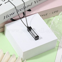 1 шт. стеклянные песочные часы прямоугольник памятная урна для праха питомца подвеска ожерелье&nbsp;NJEW-CA0001-27EB