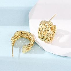 Латунные серьги-гвоздики в форме буквы С&nbsp;KK-P325-48G