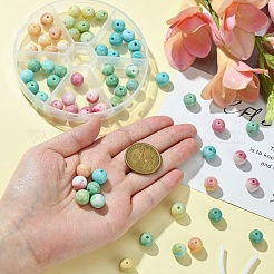 60шт 6 цвета непрозрачные стеклянные круглые бусины с кракле GLAA-YW0003-60