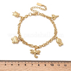 Браслеты с подвесками из нержавеющей стали 304&nbsp;BJEW-P368-07B-G