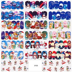 クリスマスシリーズネイルアートフルカバーステッカー  混合サンタクローススノーマン鹿ネイルアートラップ  女性の女の子のための冬の爪の装飾  ミックスカラー  6.2x5.4cm&nbsp;MRMJ-Q058-M