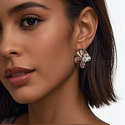 Pendientes de botón de acero inoxidable 304 con diseño de flor para mujer&nbsp;LN5499-2