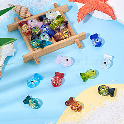 20 шт. 10-х цветные бусины-рыбки из фольги ручной работы FOIL-TA0001-04