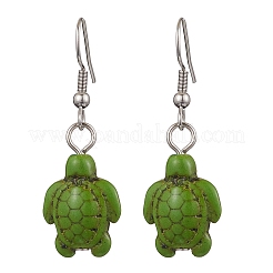 Серьги-подвески из синтетического говлита и бирюзы EJEW-JE06166