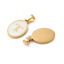 Coquillage naturel ovale avec pendentifs initiaux&nbsp;STAS-I351-23G-T
