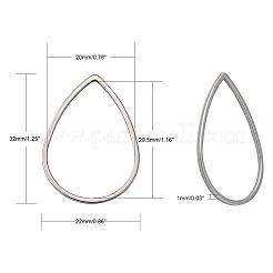 変色しにくい304ステンレススチール製リンクリング  ティアドロップ  ステンレス鋼色  32x22x1mm  インナー対策：29.5x20mm&nbsp;LS-STAS-T047-16C