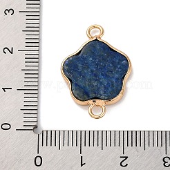 天然ラピスラズリの花コネクタチャーム  真鍮製 5枚の花びらの花のリンク  ゴールドカラー  24.5x17x3.3mm  穴：2.4mm&nbsp;KK-U042-17G-05