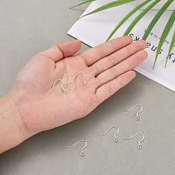925スターリングシルバーピアスフック  スタンプ925個付き  銀  18x19x2mm  穴：2mm  ピン：0.6mm&nbsp;X-STER-K167-050S