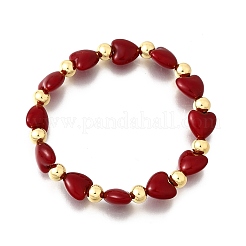 День святого Валентина абс искусственный жемчуг бусины эластичные браслеты для женщин BJEW-D317-08B-G