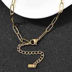 Женские ожерелья с подвеской в виде кольца и скрепки из нержавеющей стали 304 NJEW-Z091-02G