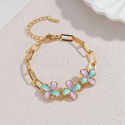 Браслеты-цепочки с цветочным узором из нержавеющей стали 304&nbsp;FS-WG6DF51-02