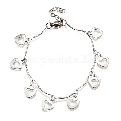 Браслеты с подвесками в виде сердца из нержавеющей стали 304 BJEW-R021-03P