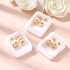 Плоские круглые серьги-гвоздики из нержавеющей стали 304 EJEW-F396-01G-02