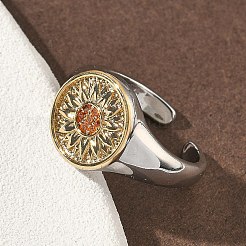 Латунные кольца из манжеты с прозрачным цирконием&nbsp;RJEW-G364-01GP-02