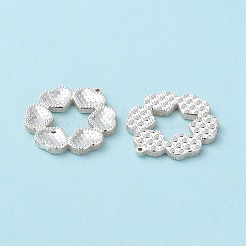 925スターリングシルバーペンダント  ハートのチャームが付いた花  銀  16x14x1.3mm  穴：0.6mm&nbsp;STER-C004-01S