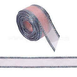 Блестящая лента из полиэстера и металлической сетки для изготовления бантов OCOR-WH20007-19D