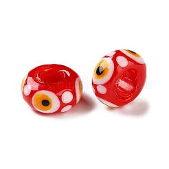 手作りランプワークヨーロピアンビーズ  大穴ビーズ  ナザールボンジュウのロンデル  ミックスカラー  14x7mm  穴：5.5mm&nbsp;LA-CBA0C61-01
