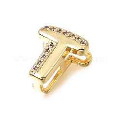 Barre distanziatrici iniziali in ottone con micro pavé di zirconi cubici trasparenti&nbsp;KK-E802-34G-T