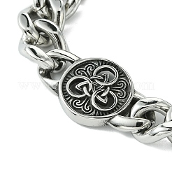 304 нержавеющая сталь узел кубинские звенья цепи браслеты для женщин мужчин BJEW-C063-05AS