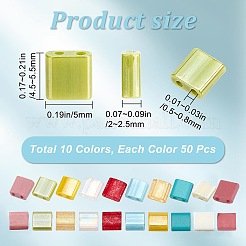 500шт 10 цвета 2-дырочные стеклянные бусины SEED-CN0001-03