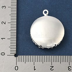 Плоские круглые полые латунные подвески-медальоны&nbsp;KK-K414-11B-S