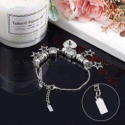 304ステンレススチール製刻印入りブランクタグチャーム  長方形  ステンレス鋼色  11x4x1mm  穴：1.5mm&nbsp;STAS-UN0002-83P