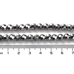 ファセット (32 ファセット) 電気めっきガラス ビーズ 連売り  ラウンド  銀メッキ  6x5mm  穴：1mm  約88~91個/連  19.49~20.08インチ（49.5~51cm）&nbsp;X-EGLA-R042-6mm-06