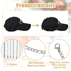 6 шт. 6 стиля 304 нержавеющая сталь цепочка с колпачком AJEW-HS00001