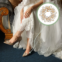 4 шт. 2 стиля прямоугольные и цветочные украшения для обуви из латуни со стразами AJEW-GA0006-93