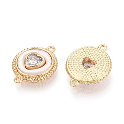 Messing-Pavé-Anhänger aus klarem Zirkonia mit Muschelverbinder&nbsp;KK-N287-15G-01