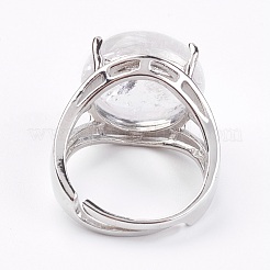 Anneaux de doigt en cristal de quartz naturel réglable&nbsp;RJEW-F075-01G