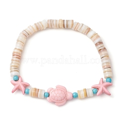 Браслеты из синтетической бирюзы и натуральных пресноводных ракушек для женщин&nbsp;BJEW-JB12020