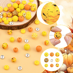 64 шт. круглые и рондельные пищевые экологически чистые силиконовые бусины&nbsp;SIL-SP0001-19F