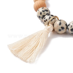 Bracelet extensible de perles rondes en jaspe rouge naturel&nbsp;BJEW-JB08404