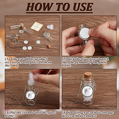 Прозрачные стеклянные пустые бутылки с подвесками из сплава AJEW-DR00027