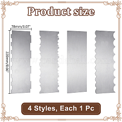 4 raspador de crema para pasteles de acero inoxidable de 4 estilos&nbsp;AJEW-AR0005-76