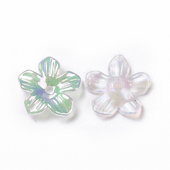 レインボー虹色メッキ透明アクリルビーズキャップ  UVメッキ  5  - 花びらの花  ミックスカラー  14x14.5x3mm  穴：1.7mm&nbsp;OACR-E013-07