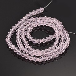 ダブルコーンガラスビーズ連売り  多面カット  パールピンク  4x4mm  穴：1mm  約92~96個/連  13.78~14.37インチ&nbsp;X-EGLA-P016-4mm-13
