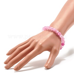 8 мм карамельный цвет круглый треск стеклянные бусины стрейч браслет для девочек женщин&nbsp;BJEW-JB07180