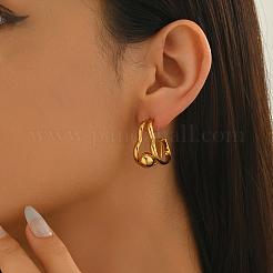 Сердце с круглыми серьгами-гвоздиками из нержавеющей стали EJ9702