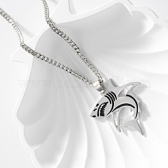 Акула цинковый сплав черная эмаль кулон ожерелья для женщин&nbsp;FS-WG17648-01