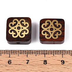 Натуральные сандаловые бусины и латунные бусины&nbsp;WOOD-T032-33A