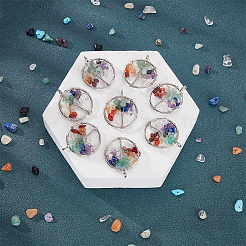 Подвески с натуральными и синтетическими драгоценными камнями на тему чакры&nbsp;G-SC0002-23P