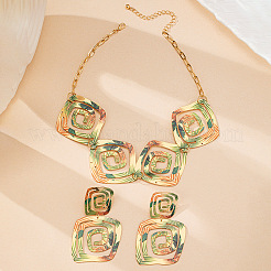 Комплекты из сплава серег и ожерелий с квадратной спиралью для женщин&nbsp;FS-WG25753-01