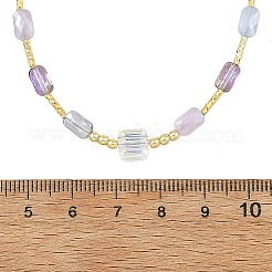 Colliers de perles en verre électroplaqué à dégradé de couleurs et en tube de laiton&nbsp;NJEW-JN06689
