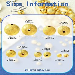 468 шт. 5 стильных латунных круглых текстурированных бусины-проставки&nbsp;KK-CJ0002-13