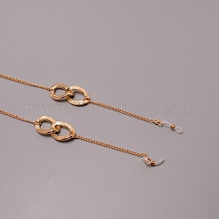 亜鉛合金眼鏡チェーン  眼鏡用ネックストラップ  インターロックリングは、プラスチック製のループエンドを備えたチェーンをリンクします  ライトゴールド  30.71インチ（78cm）&nbsp;AJEW-TAC0028-08B-KCG